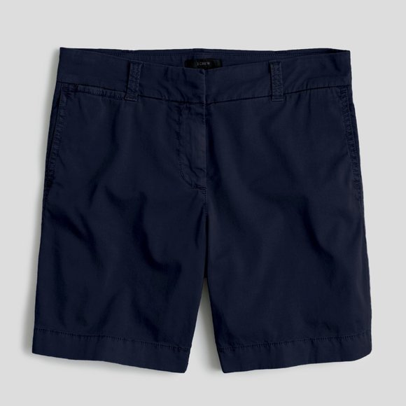 NWT Womens Size 0 J. Crew Navy Blue 7" Stretch Chino Shorts with Pockets - Picture 1 of 2
